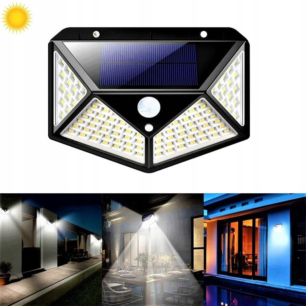 100 LED Solar Lamp with Motion and Twilight Sensor 600 Lumens 1800 mAh 3.2V Battery