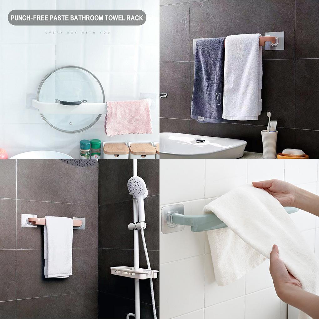 Self-adhesive Bathroom Single Towel Bar NO Drilling On Walls Plastic Kitchen Towel Hanging Rack Holder