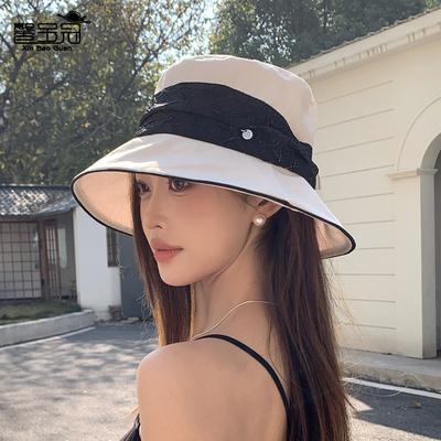 Lente- en zomerhoed dames high-end gevoel kleurafstemming geplisseerde bucket hat veelzijdige mode zonnebrand zonnehoed basin hoed