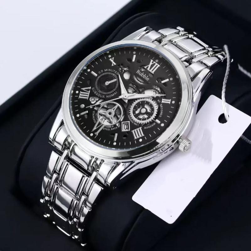 Trendy Men's Automatic Quartz Watch - High-End Light Luxury with Luminous Roman Hollow Design