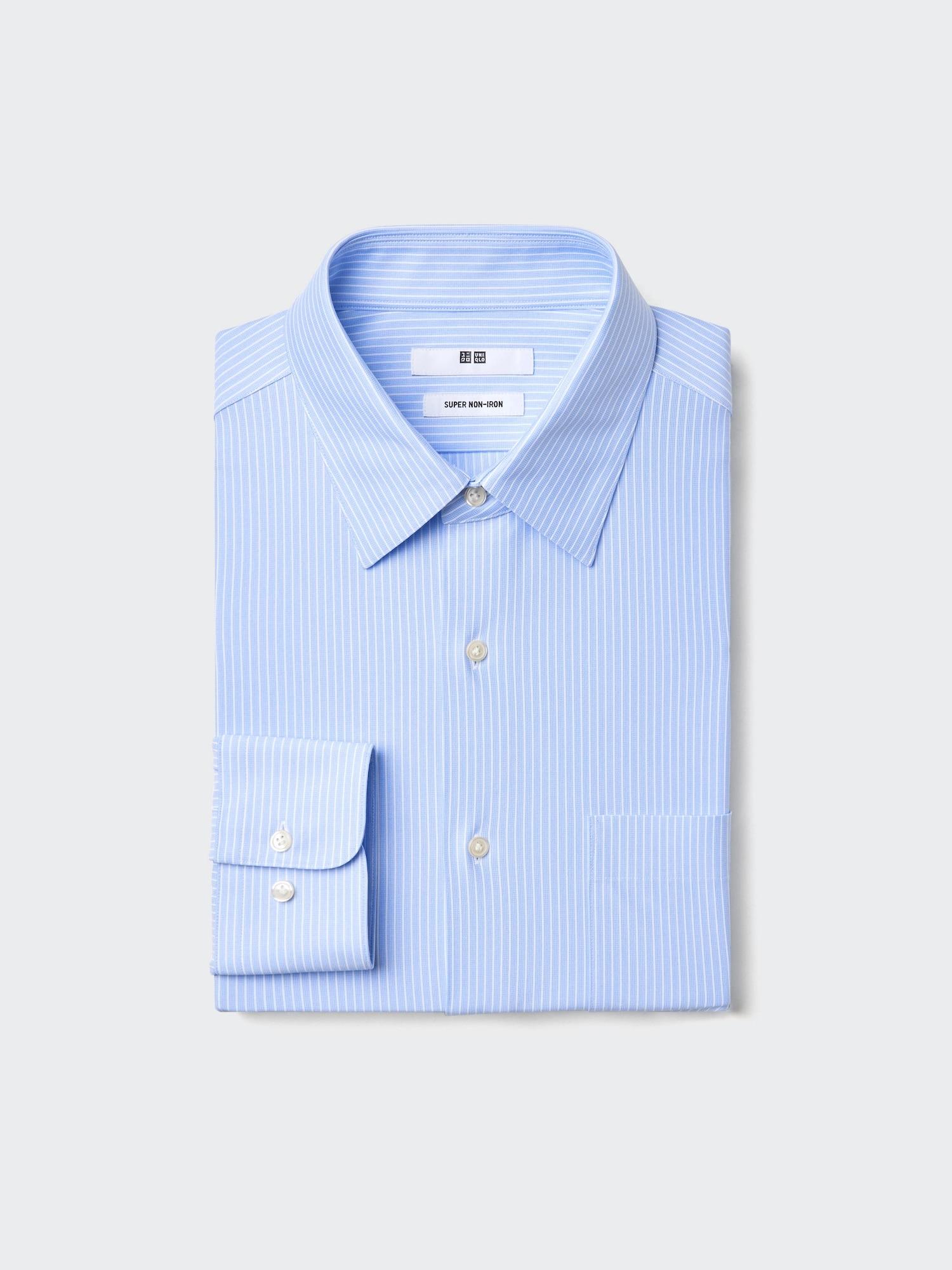 

Uniqlo Супер немнущаяся трикотажная рубашка с длинным рукавом, обычный воротник, полоска B 63 BLUE/MEN 4XL