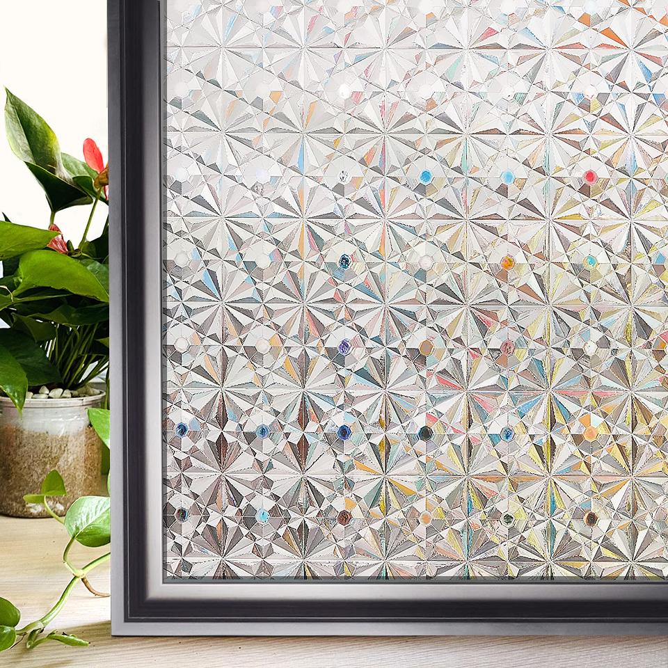 Window Privacy Film Rainbow Static Clings Heat Control Window Insulation Sun UV Protection Glass Vinyl Film for Home
