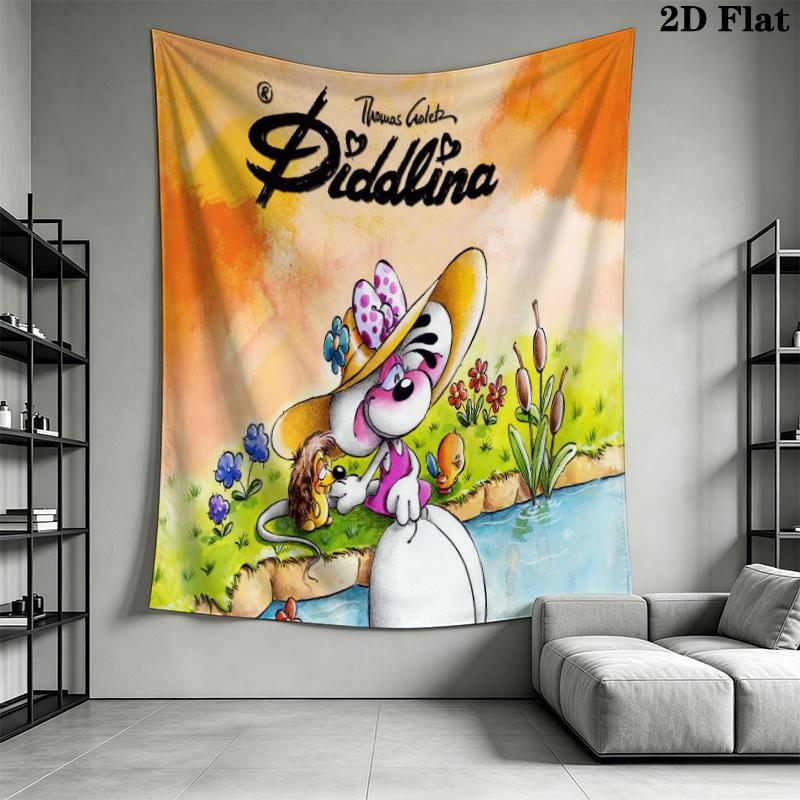 Diddl Wall Tapestry Aesthetic Wall Hanging Printed Fabric Blanket Decorative Tapestries for Bedroom Living Room Home Decor
