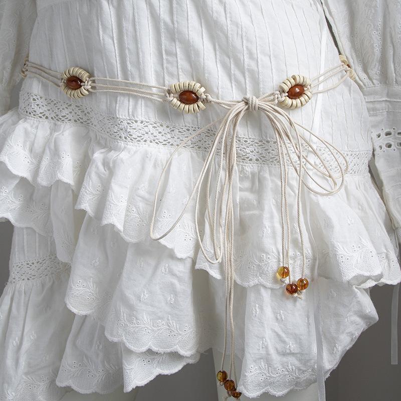 Bohemian-style Belt, Flower Woven Belt, Dress Belt, Casual Vacation Style Waist Rope