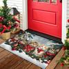 Christmas Doormat with 5 Cats In Red Scarves On Snowy Pine Branches, Festive Pet Lover Holiday Mat, Indoor  Non-Slip Welcome Rug