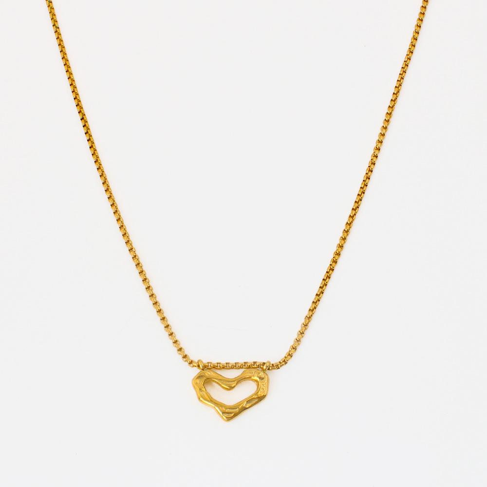 Women s Retro French Hip Hop Heart Pendant Necklace - Versatile Summer Style in Stainless Steel and Real Gold