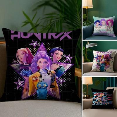 Fronha de Travesseiro Filme Pop-Cartoon Caçadores de Demônios K-Pop Conforto Sofá-Cama Sedosa Elegante Zíper Invisível Decorativa Personalizada c