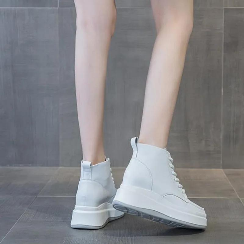 Mode 5,5 CM Femmes Dermis Baskets Nouvelle Mode Hautes Bottes Femmes Chaussures Décontractées à Plateforme Chaussures de Course Extérieures Femmes Tenis Bottines