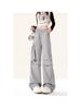 2024 Women's Gray Quick-Drying High-Waist Wide-Leg Cargo Pants