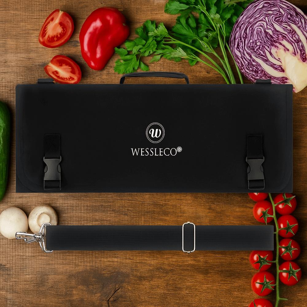 Oxford Material Chef Knife Roll Bag Carry Handle with Shoulder Strap Chef Knife Case Large Capacity Double Folded Design