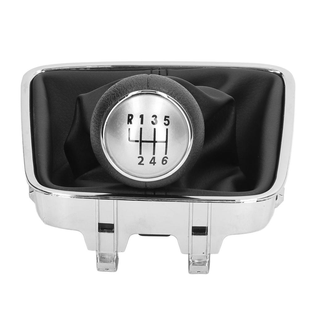 6-Gang Schalthebelknauf mit PU-Lederstulpe Automobil-Innenausstattung Ersatzkarosserieteile Silber