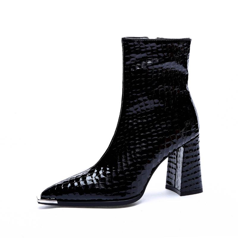 

Ботильоны женские на толстом каблуке, весна и осень, одинарные ботинки 2022, новые туфли на высоком каблуке с острым носком, мода Zapatos De Mujer 40