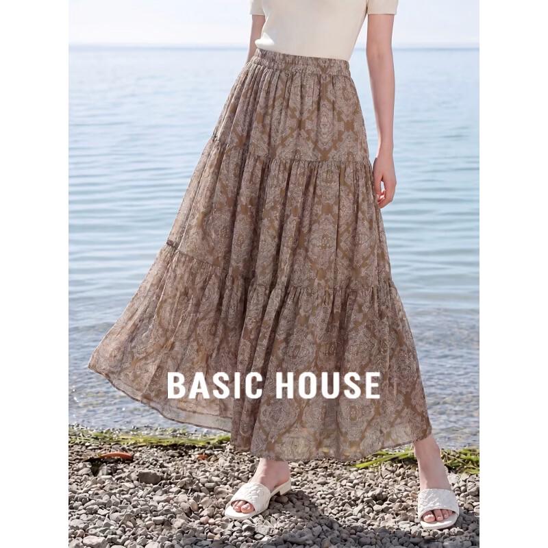 Basic House A-Line Tiered Maxi Skirt One Size