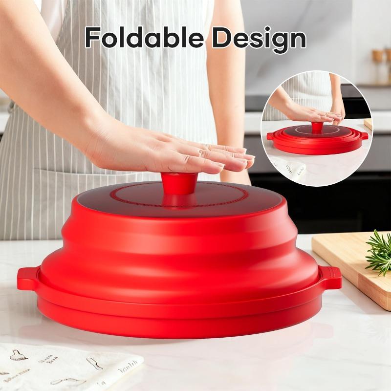 Multifunktionale Mikrowellen-Heizabdeckung Faltbares Design mit Basis Wärmespeicherung Lebensmittelabdeckung Küchen-Heizzubehör für Zuhause