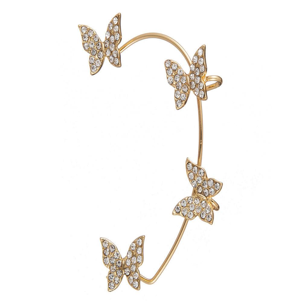 Chic Left Ear Butterfly Ear Cuff For Women Gold Alloy Plating Accessory Fashion