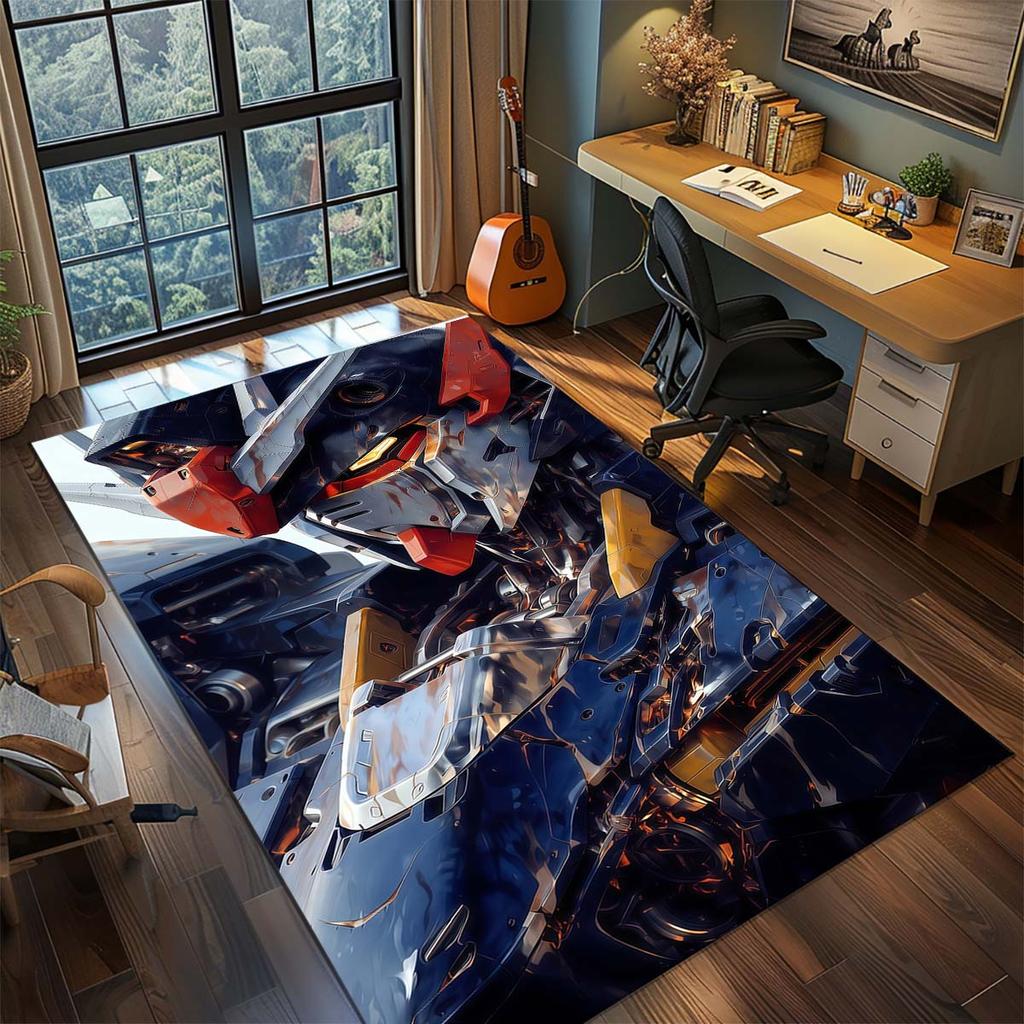 Gundam Anime Mecha Robot Rug Carpet Large Area Rug Non Slip Washable Floor Mat Gamer Room Bedroom Home Decor