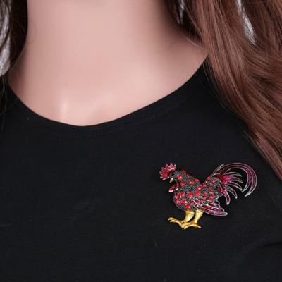 Brosche Pin Big Rooster Farbige Strass Vintage Niedliche Cartoon Revers Brosche