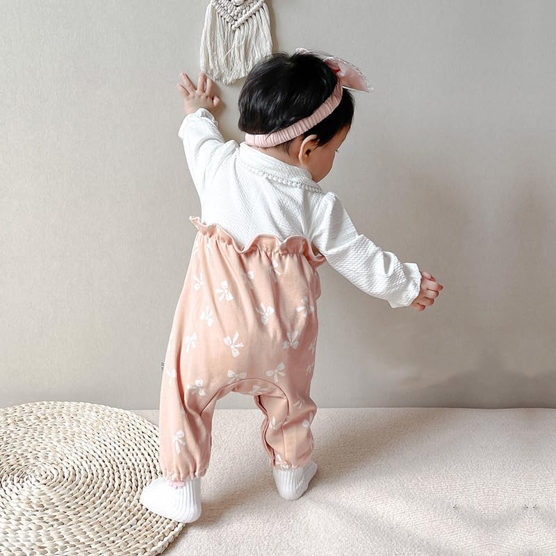 Baby Clothes Long Sleeve Spring Autumn Winter Girls Overalls Layered Style Romper Coveralls Baby Birth Preparation Gift Gift Gift Pattern Bow Pink