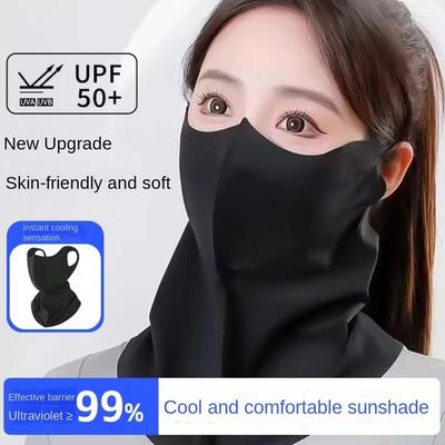 Summer Sunscreen Ice Silk Mask Neck UV Protection Face Cover Sunscreen Face With Brim Outdoor Cycling Sun Protection Hats Caps