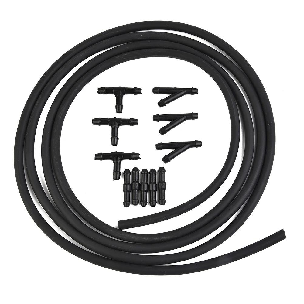 Car Wiper Spray Hose Set 2M Windshield Washer Hose T Y I-Piece Tube Pipe Splitter Connector Universal Auto Rubber Hose Connector