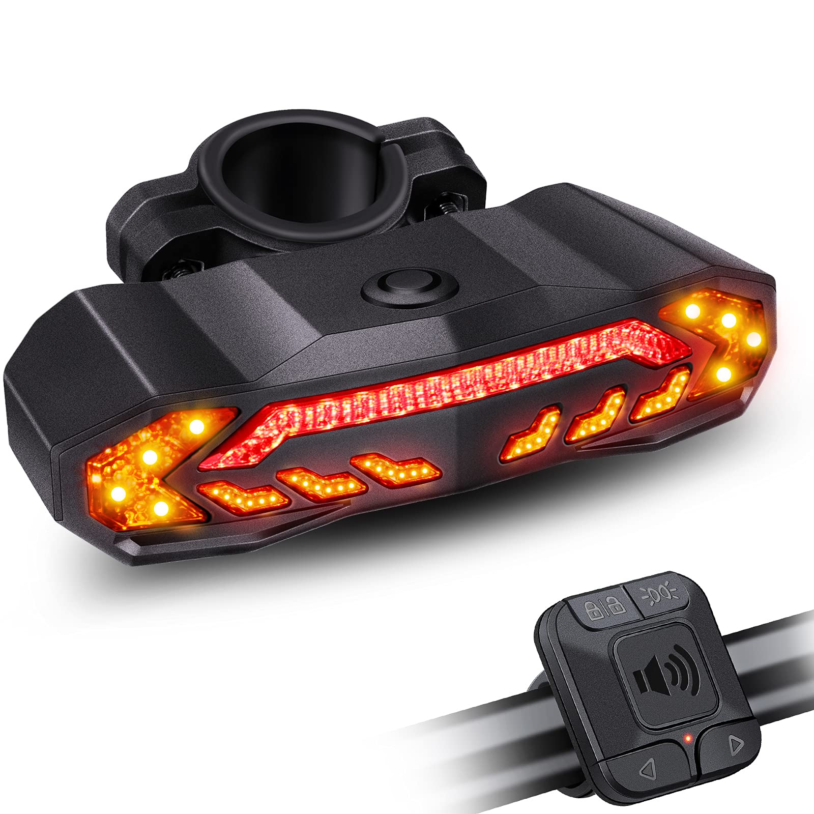 

ONVIAN Велосипедный фонарь указателя поворота с велосипедным поворотным задним фонарем 5 режимов освещения Смарт-тормоз Автоматический свет и вибрация Смарт-дорожный велосипед Задний левый и правый поворот чёрный