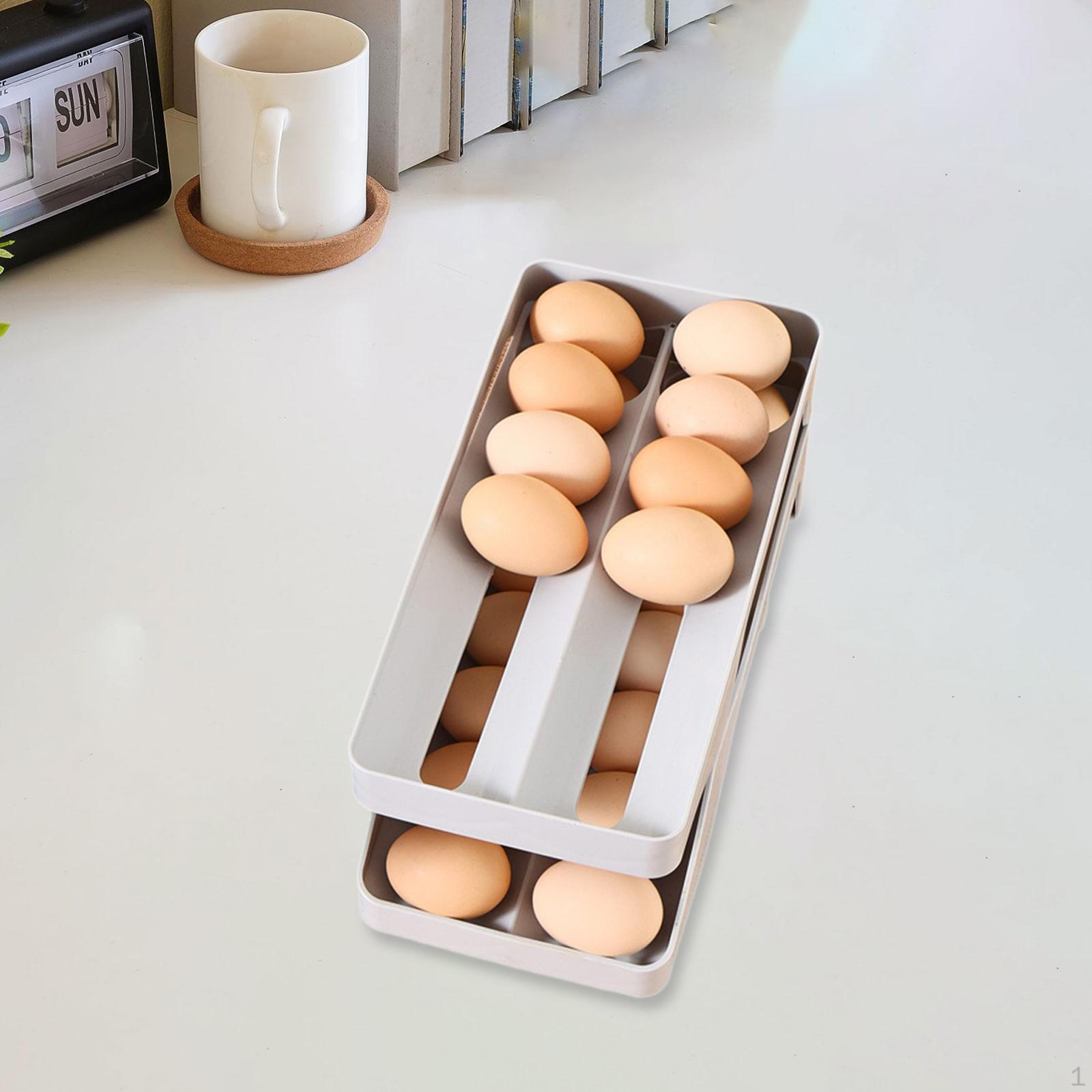 

Auto Rolling Fridge Egg Holder Container Storage Tray Dispenser for Countertop сірий колір