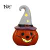 Petite Sculpture Décorative en Céramique Porte-Bougie Halloween, Figurine Fantôme Citrouille Illuminée avec Lampe de Table Chapeau de Sorcière, Plateau à Étages Décoration de Table pour