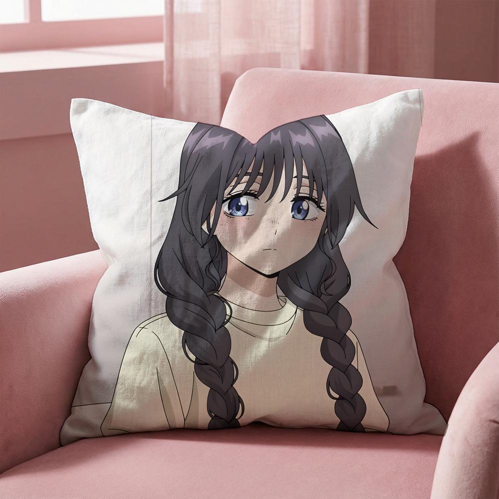 Cute K-Kaoruko W-Waguri Cushion Cover Multi-Scene Pillow Cover for Home & Car - Reversible, Soft & Durable for Daily Use