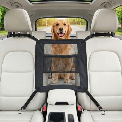 Elastic Car Pet Safety Net Adjustable Breathable Rear Seat Protective Railing Visible Mesh Bag Car Seat Storage Net