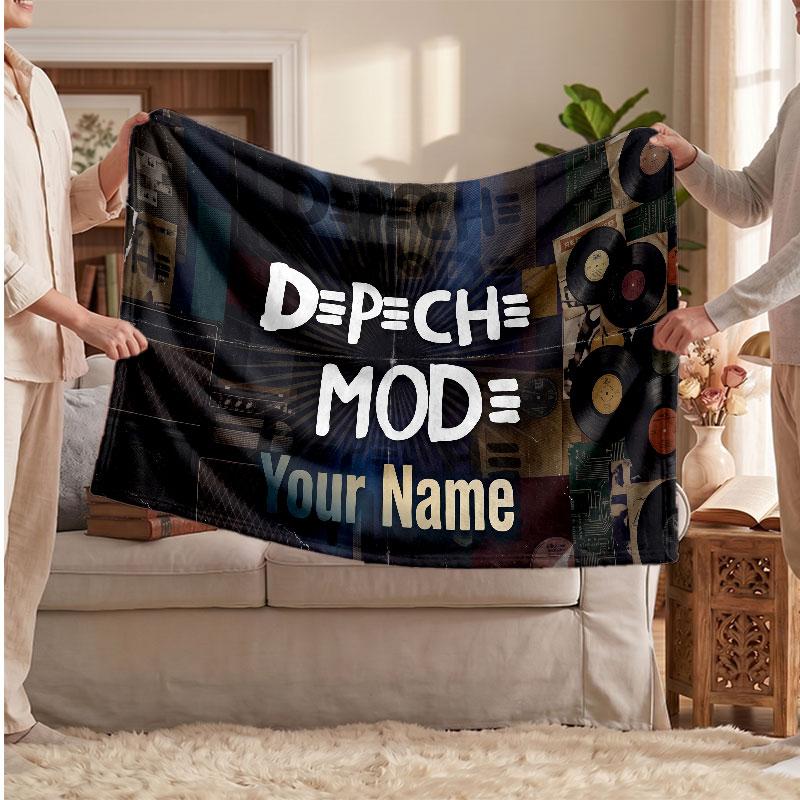 Depeche Mode Flanelldecke, Personalisierbarer Text mit Namen, Weiche Überwurfdecke, Heimdekoration, Geschenk