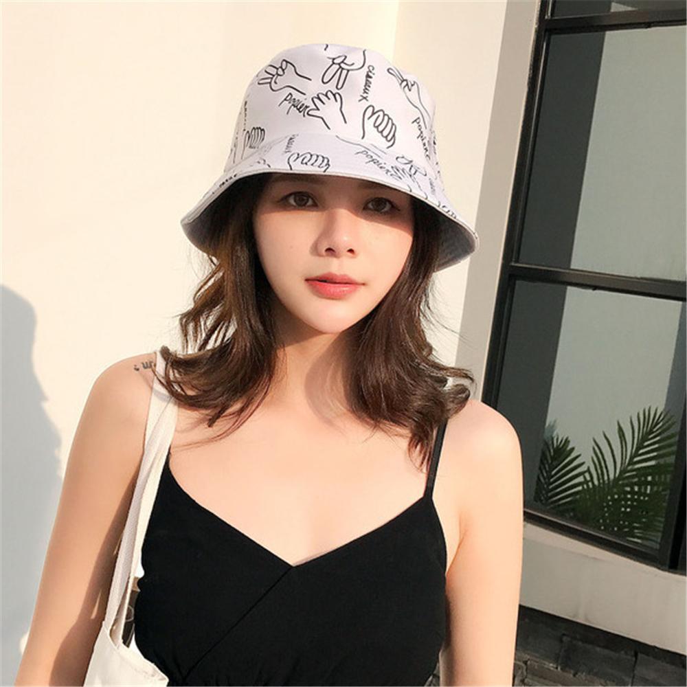 Fashion Bucket Hat for Women Spring Casual Outdoor Graffiti Fisherman Cap Big Brim