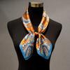 SpringSummer Orange Imitation Silk Neckerchief Outdoor Decoration Wraps For Women 70*70Cm Cashew Print Square Scarf