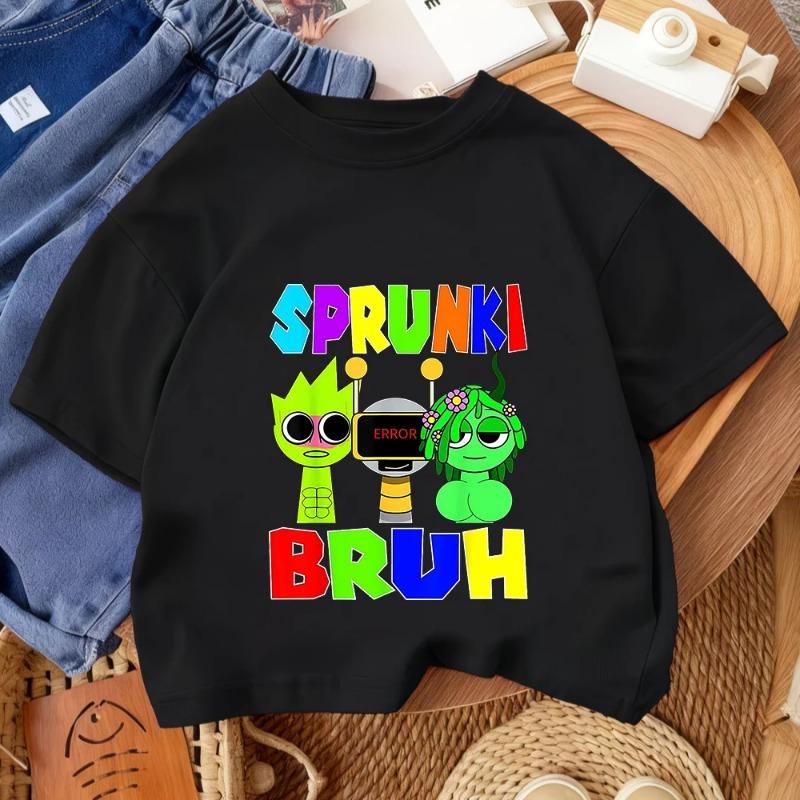 2026 Sommer Lässig Rundhals Mode Oberteil Streetwear Niedlich Kawaii Sprunki Musikspiel Kinder T-Shirt