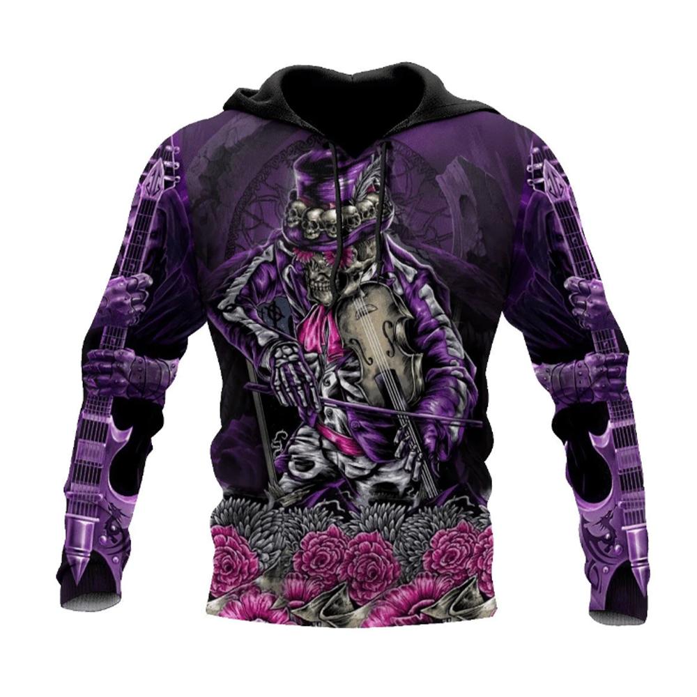 Primavera Outono Moda Masculina Casual Moletom Com Capuz 3D Estampa de Caveira Homens Horror Pullovers Moletons Streetwear Agasalhos Grandes Tops