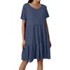 Women Casual Round Neck Short Sleeve Ruffle Dresses Fashion Summer