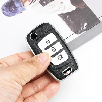 Chaveiro Sem Chave Para Hyundai I30 I35 I40 KONA Genesis Azera Elantra Solaris Tucson Santa Fe Couro TPU Capa Protetora Porta-Chaves Dobrável Para Carro