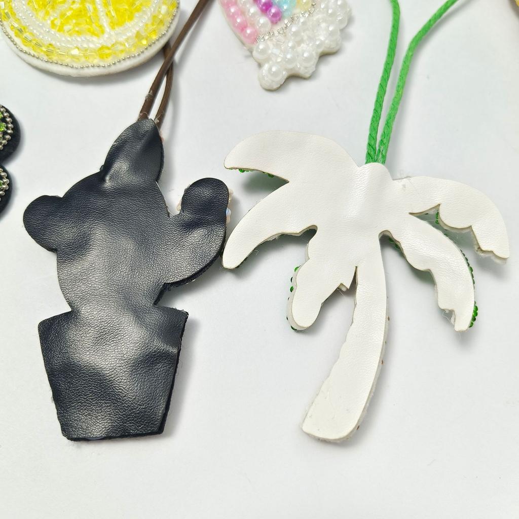 5-10cm Coconut Tree Decor Rainbow Patch Beaded Pendant For Clothing Applique Tropical Decor Wall Decor