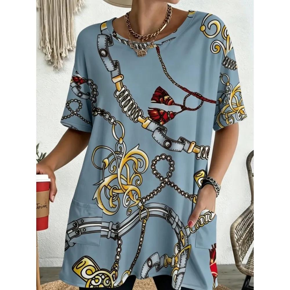 2026 New Summer Short Sleeved T-shirt, 3D Printed Pocket T-shirt, Casual and Fashionable, Plus Size T-shirt 3XL