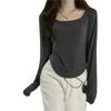 Womens Slim Fit Long Sleeve T-Shirt Solid Color Basic Top Fall Casual Daily Wear
