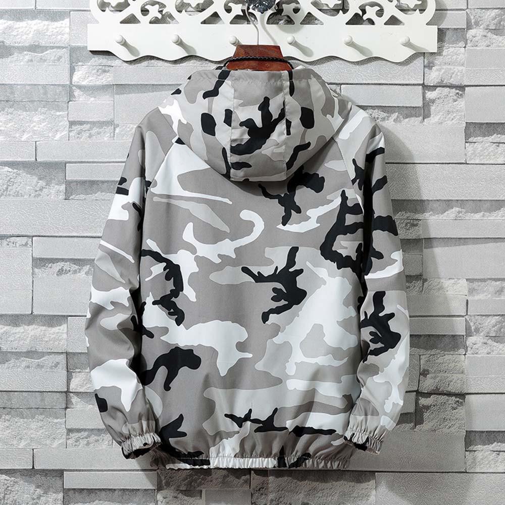 Mens  Winter Zip Camouflage Long Sleeve Pocket Sport Hoodies Jacket Coat
