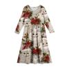 Girls' Maxi Dress - Long Sleeve Pocket Dress Christmas Day