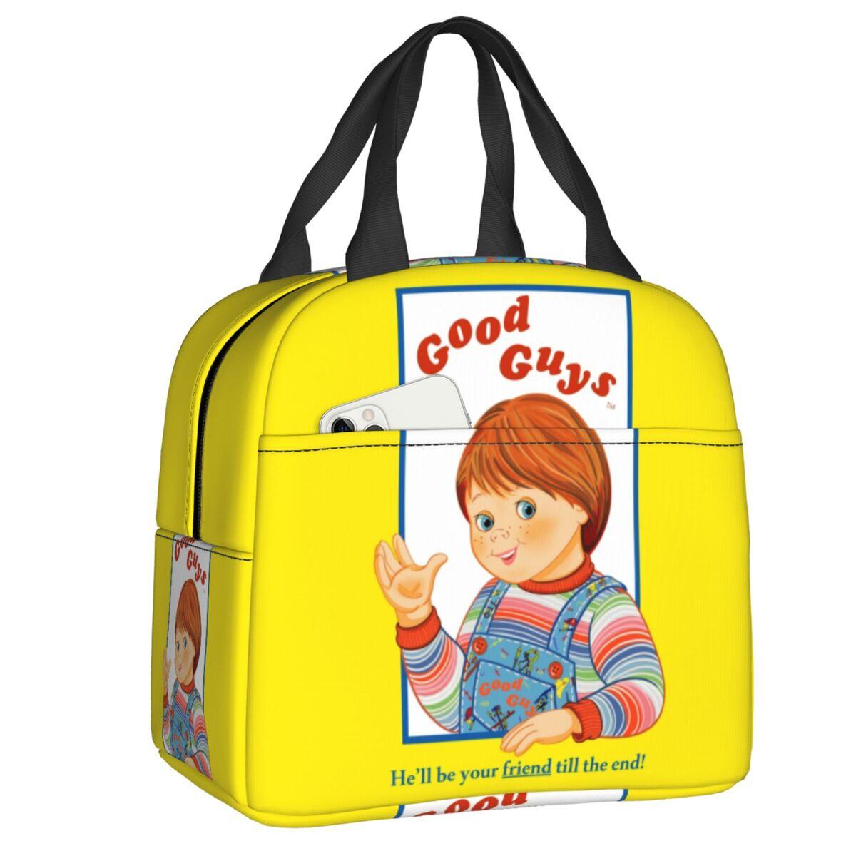Chucky s Gym Good Guys Insulated Lunch Bag for Women Waterproof Chucky Doll Cooler Thermal Lunch Box Beach Camping Travel 22x20x13cm