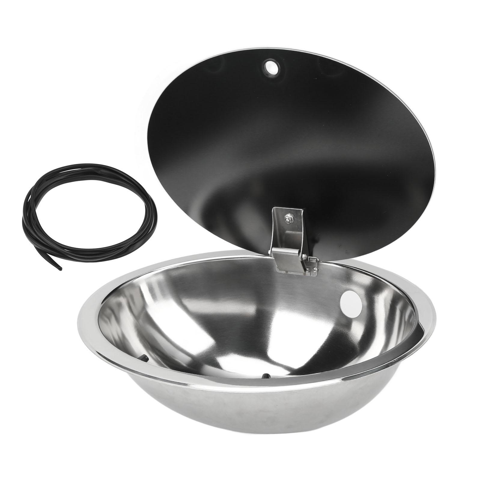 

Круглая барная мойка большой вместимости из нержавеющей стали, мойка для автодома, кухонная мойка с крышкой из закаленного стекла, звукоизолированная