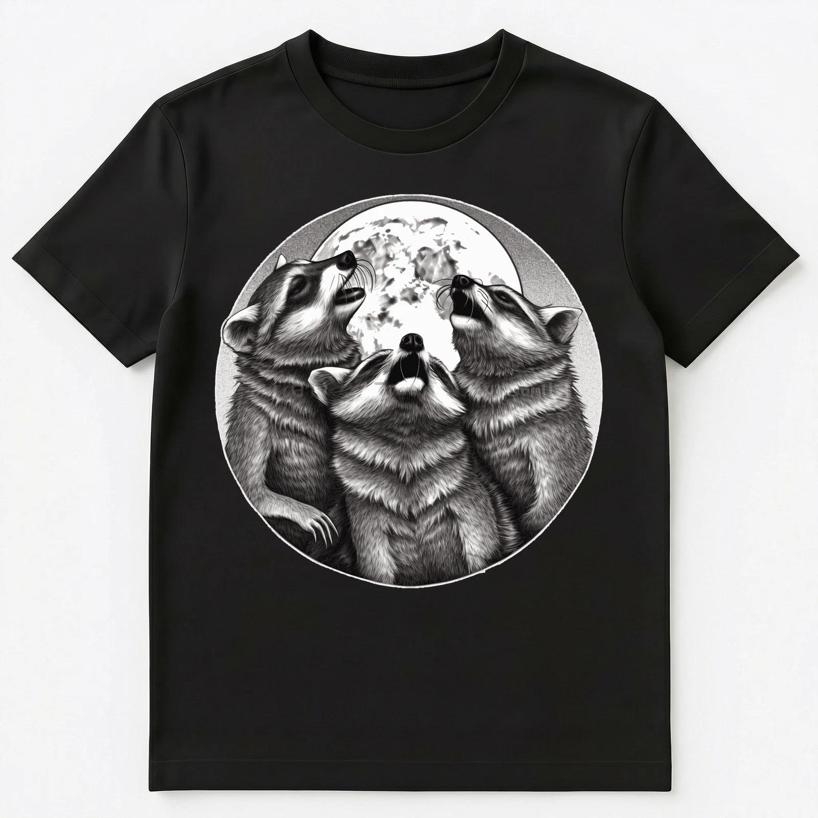 3 Raccoons Howling At The Moon Unisex T-Shirt S