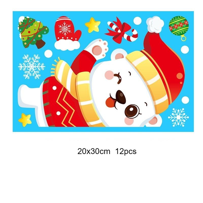 Christmas Static Window Stickers Large Snow Flake Elk PVC Wall Decals Santa Party New Year Home Glass Decor Dress Up Accessories