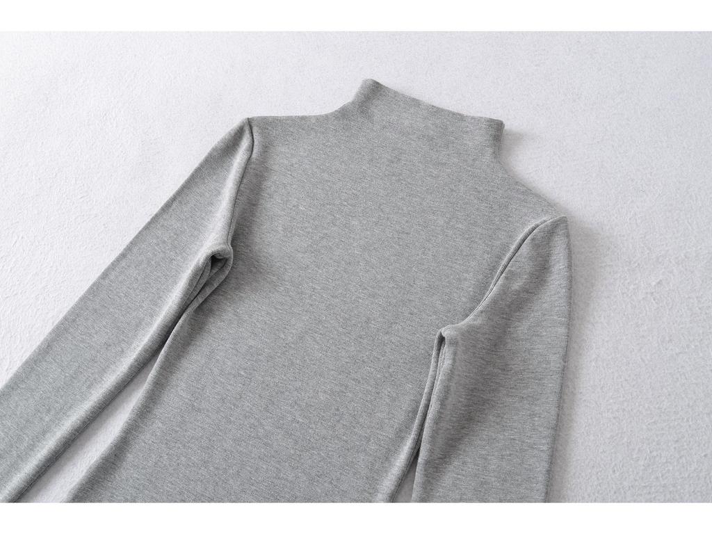 Autumn Winter Brushed Half-High Collar Slimming Pullover Long Sleeve Top 2025