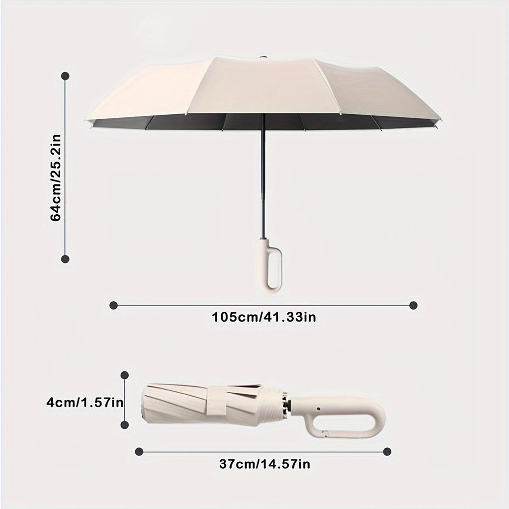 Strong Windproof Automatic Umbrella - Fully Auto Open/Close Large Folding Parasol with UV Protection & Ring Handle, Heavy Duty Travel Umbrella