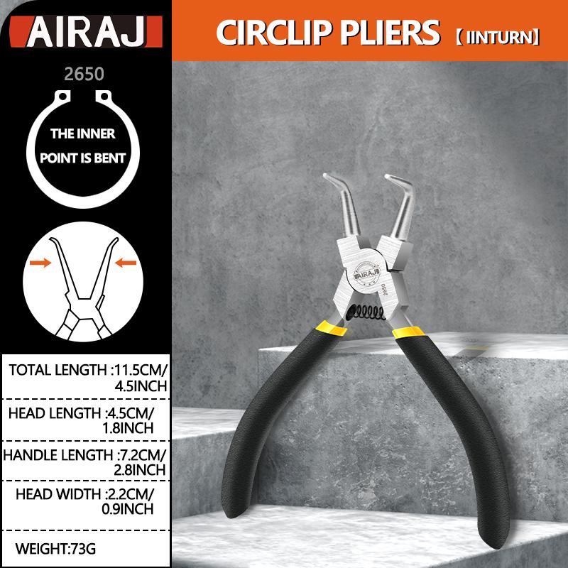 

AIRAJ 5-In Circlip Pliers Needle nose Pliers Retaining Ring Pliers for Removing Installing Puller Locking Rings Shafts Hand Tool