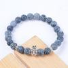 Viennimel Schwarzes verwittertes Achat-Perlenarmband