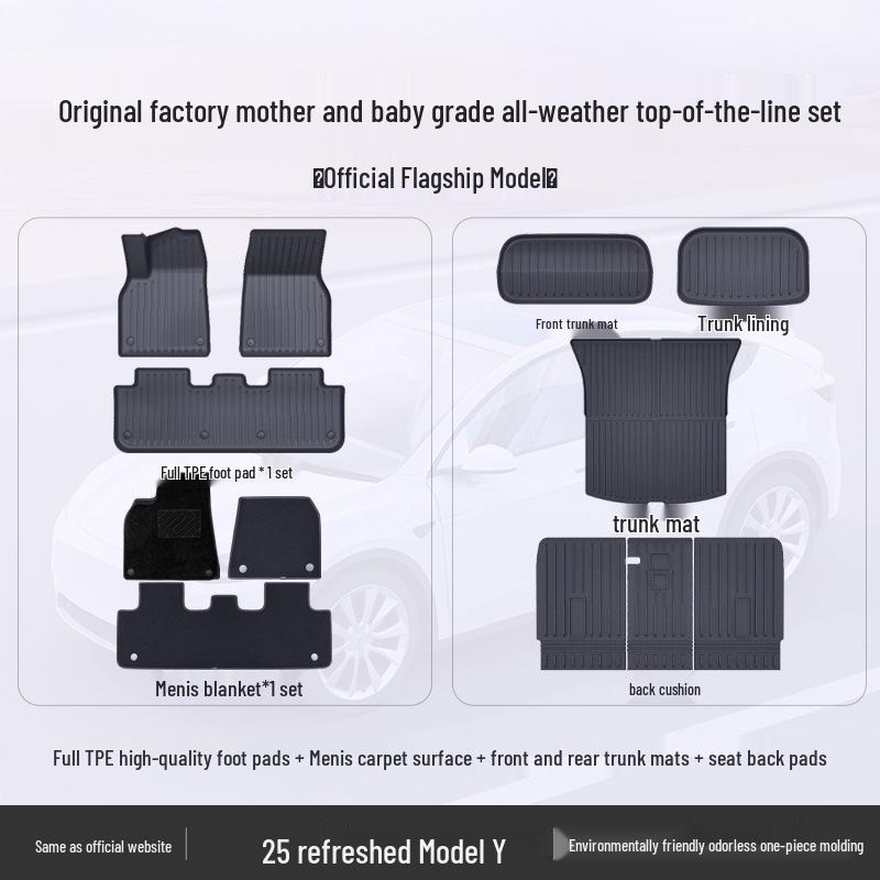 Tesla Model Y & 3 Custom TPE Floor Mats - Full Surround Car Carpets
